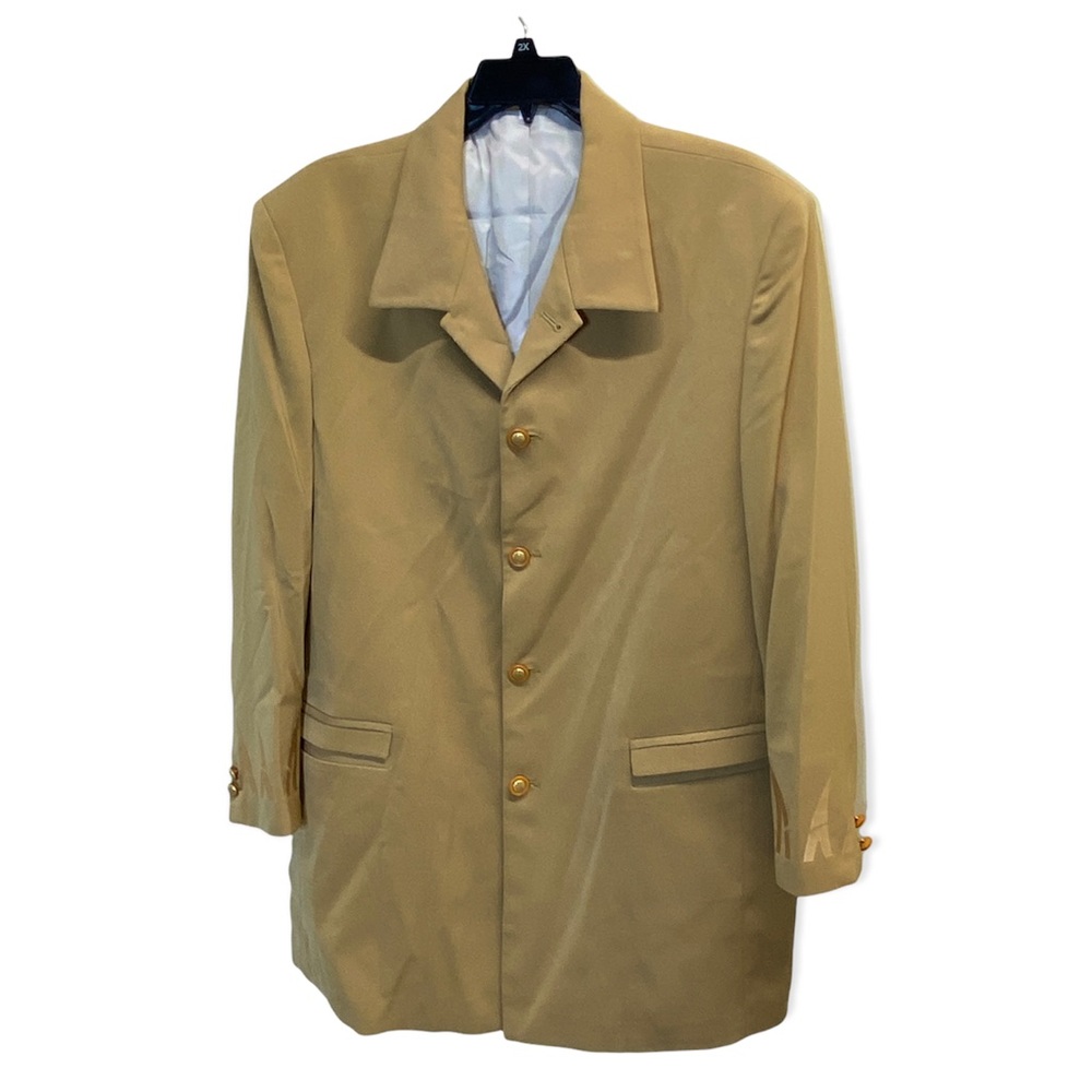 NWT Pronti By Phita Gold/Tan Micro Suede Men’s Long Sports Coat Blazer S…